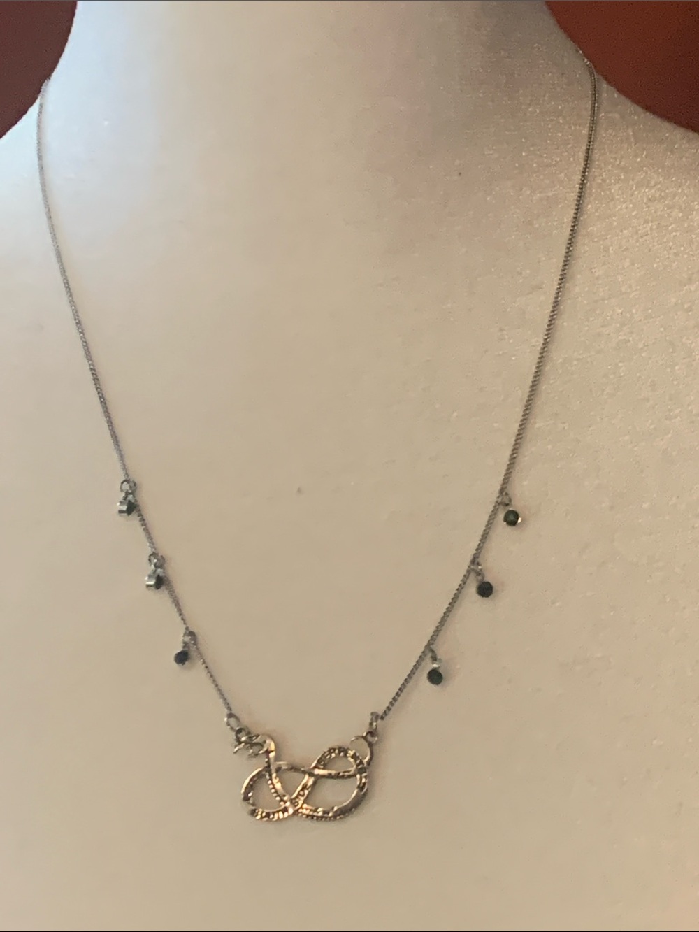 Silver South Side Necklace with green stones and silver hairpiece